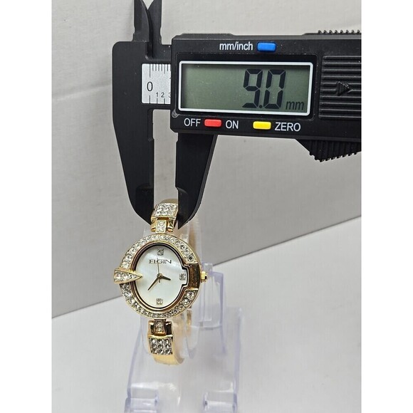 Elgin EG400 124 VJ21 Gold Tone Crystal Quartz Ladies Watch New Battery Vintage main image 8